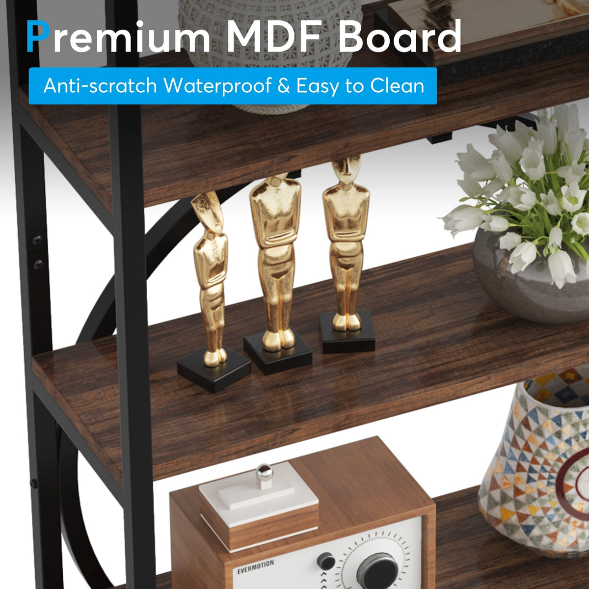6-Tier Bookshelf, 70.9" Industrial Bookcase Display Shelf