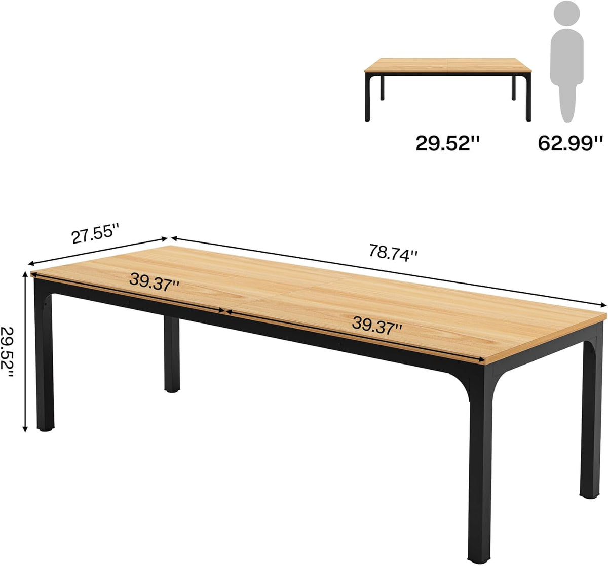 Rectangle Executive Desk, 78.7" Computer Desk 6FT Conference Table
