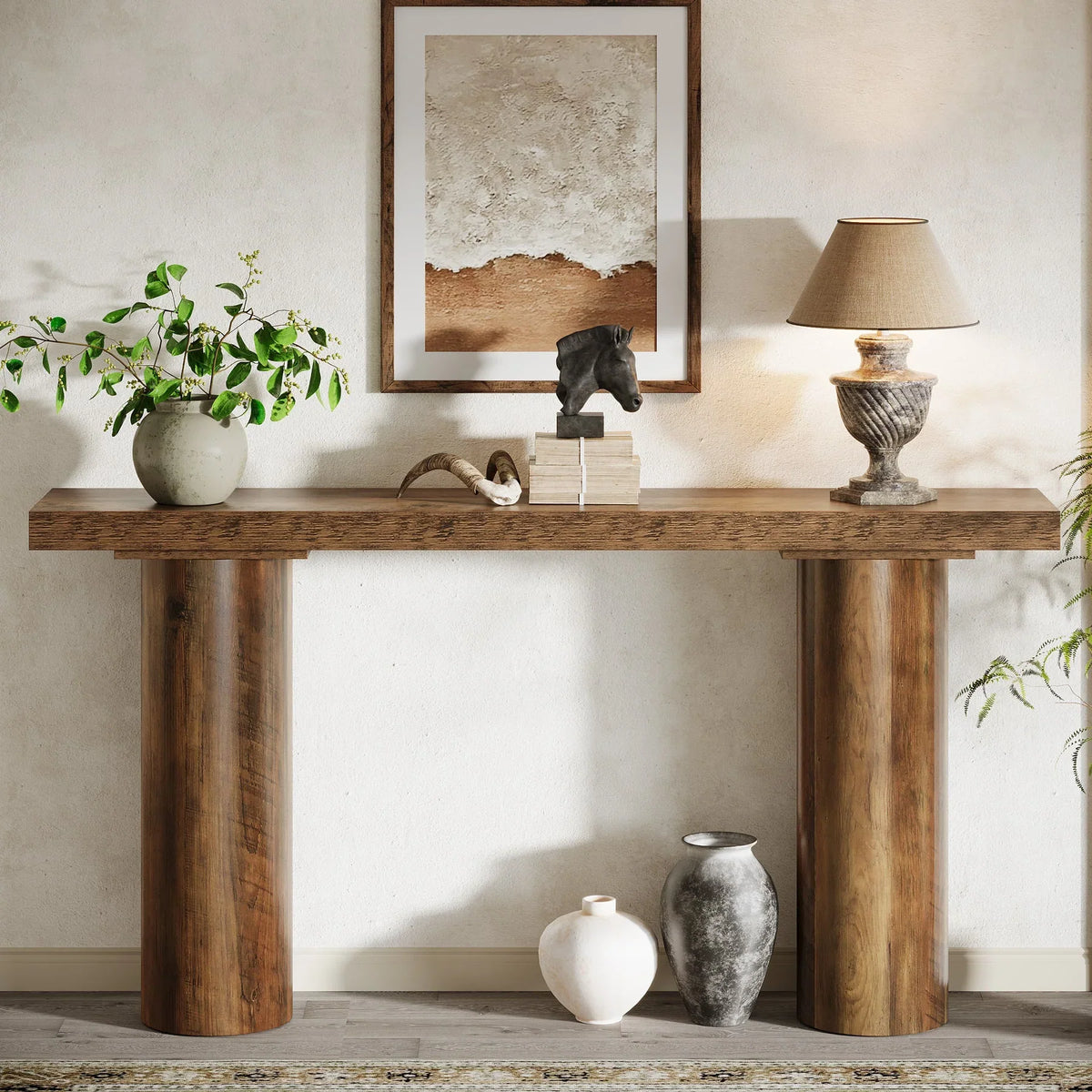 63" Console Table, Long Rustic Sofa Table Bar Table