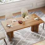 Farmhouse dining table for 4-6 people in a warm dining room setting#Colour_Walnut Brown
