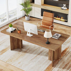 63" Wood Executive Desk, Farmhouse Computer Desk with Large Tabletop #Colour_Walnut Brown