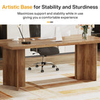 63" Wood Executive Desk, Farmhouse Computer Desk with Large Tabletop #Colour_Walnut Brown