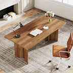 63" Wood Executive Desk, Farmhouse Computer Desk with Large Tabletop #Colour_Walnut Brown