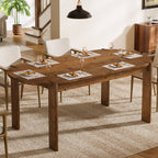 63-Inch Solid Wood Oval Dining Table, Farmhouse Dinner Table with Sturdy Base for 4-6
