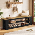71-Inch Extra Long Shoe Storage Bench with 3-Tier Shelving, Farmhouse Entryway Seating