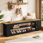 71-Inch Extra Long Shoe Storage Bench with 3-Tier Shelving, Farmhouse Entryway Seating