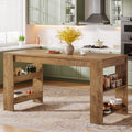 63 Inch Farmhouse Kitchen Island with Double-Sided Storage Shelves