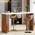 55.12-Inch Bar Table with Faux Marble Top, Counter Height Pub Table for Kitchen