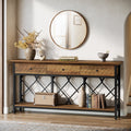 70.86-Inch Extra Long Console Table with 3 Drawers and Storage Shelf, Industrial Narrow Sofa Table for Living Room Entryway and Hallway