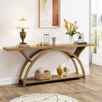 70.87-Inch Rustic Console Table with Storage Shelf, Narrow Sofa Table for Entryway and Hallway