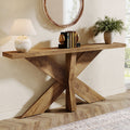 70.9-Inch Console Table, Farmhouse Sofa Table with Wooden Geometric Base for Entryway