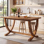 59 Inch Solid Wood Counter Height Dining Table with Footrest, Farmhouse Bar Table for 4-6