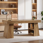 55 Inch Executive Desk with Drawer, Large Office Computer Desk with Storage Shelves for Home Office
