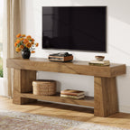 63-Inch Farmhouse TV Stand with 2-Tier Storage, Media Console for Living Room or Bedroom