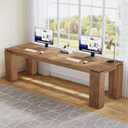 86.61-Inch Two-Person Computer Desk, Extra Long Wood Workstation Table for Home Office Study Room