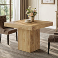 39" Square Farmhouse Dining Table, Solid Wood Kitchen Table with Pedestal Base for 4