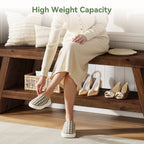 47-Inch 2-Tier Wooden Storage Bench, Open Shelving Hallway Seat with Solid Fir Frame for Living Room