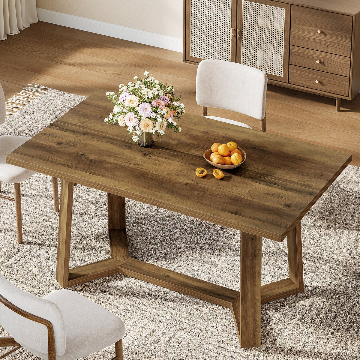 47-Inch Wood Dining Table with 250 lb Capacity, Farmhouse Rectangle Table for Kitchen