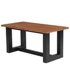 63 Inch Solid Wood Dining Table for 6, Farmhouse Kitchen Table with U-Shaped Legs