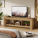 63-Inch Farmhouse TV Stand, Oak Media Console with Open Storage for Living Room