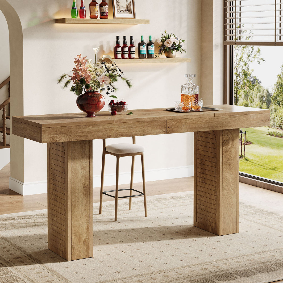 70.9 Inch Extra Long Bar Table for 4-6, Counter Height Pub Table for Kitchen and Home Bar