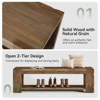 55.12 Inch Solid Wood Entryway Bench with Storage Shelf, Rustic Shoe Bench for Hallway