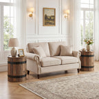19.68-Inch Barrel Side Table with Hidden Storage, Farmhouse Round End Table with Removable Lid