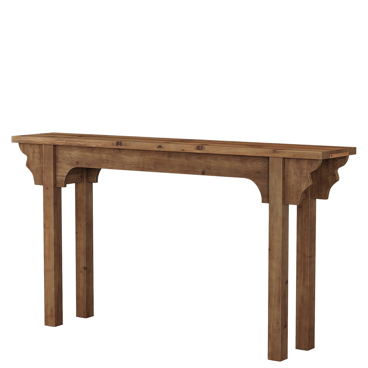 63-Inch Solid Wood Console Table with Unique Side Design, Farmhouse Narrow Sofa Table for Entryway