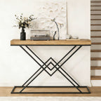 47.2-Inch Industrial Console Table, Entryway Hallway Table with Geometric Metal Frame for Living Room and Entrance