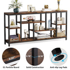 70.9-Inch Extra Long Console Table with 3-Tier Storage Shelves, Industrial Narrow Sofa Table for Entryway