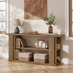 63-Inch Farmhouse Console Table with 3-Tier Storage Shelves and Wide Panel Supports, Narrow Sofa Table for Living Room Hallway and Foyer