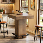 31.5-Inch Square Bar Table with Metal Footrest, Industrial Pub Table for Small Kitchens