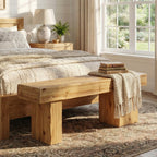 47-Inch Solid Wood Entryway Bench, Thick Seat Bench for Hallway