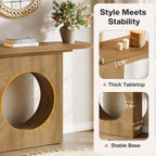 41.3-Inch Farmhouse Console Table, Narrow Entryway Table with Round Hole Design