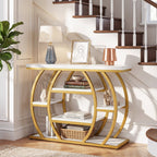 41.3-Inch Modern Console Table with 5-Tier Storage, Narrow Faux Marble Entryway Table for Living Room and Hallway