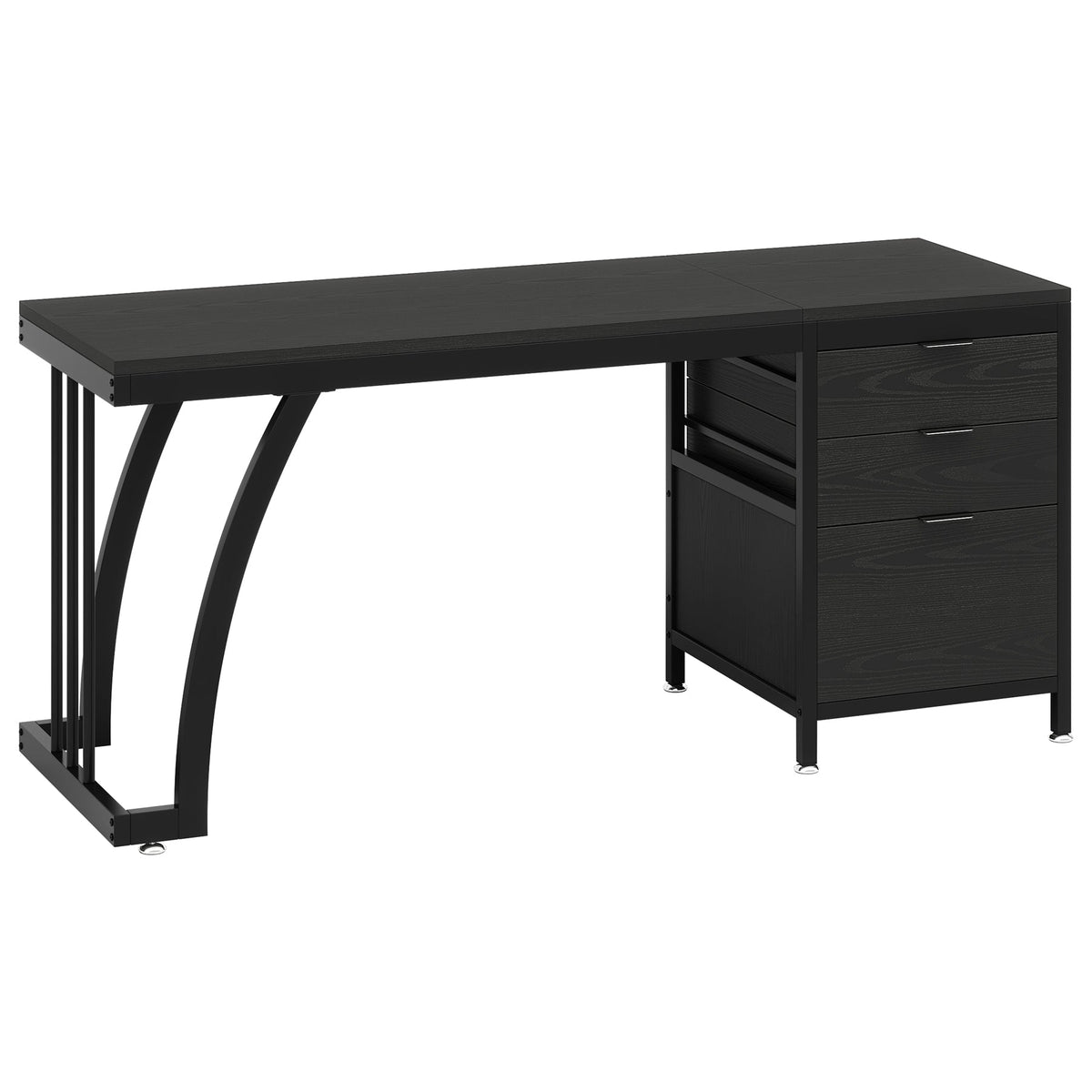 59 Inch Computer Desk with Reversible 3-Drawer Storage, Industrial Desk for Home Office