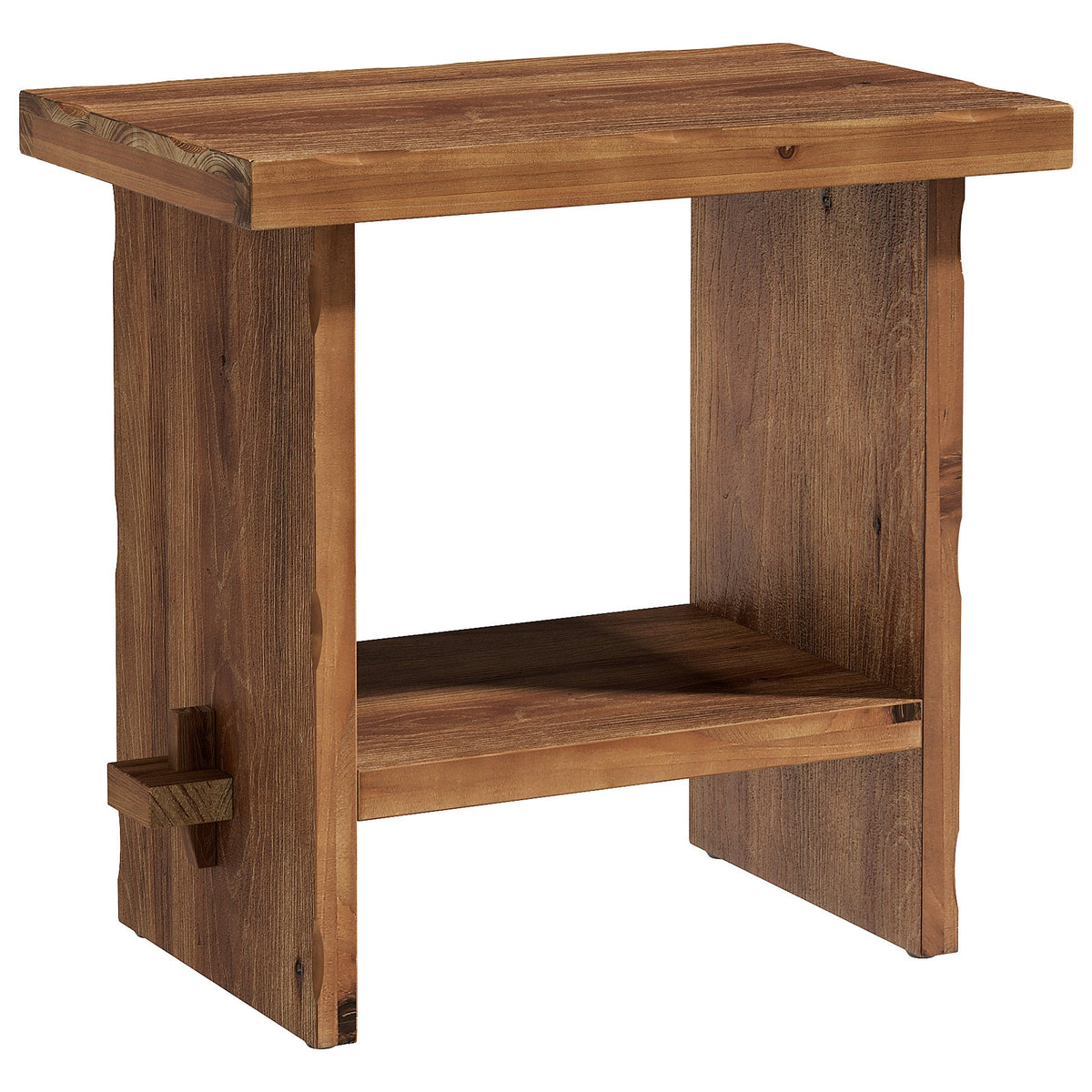 23.62 Inch Solid Wood Side Table with 2-Tier Storage, Farmhouse End Table for Bedroom