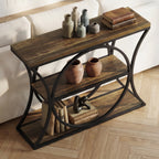 43.34" Industrial Console Table with 3-Tier Storage, Sofa Table for Living Room Hallway Behind Couch