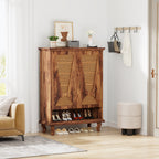 Rattan Shoe Cabinet, 5-Tier Hidden Shoe Storage for Entryway