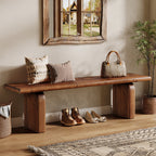 62.99 Inch Solid Wood Entryway Bench, Farmhouse End of Bed Bench for Bedroom and Hallway