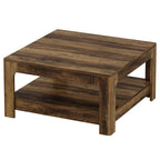 39.4-Inch Square Coffee Table, Large Farmhouse Center Table with Storage Shelf for Living Room