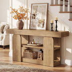 63-Inch Farmhouse Console Table with 3-Tier Storage Shelves, Long Narrow Entryway Table for Living Room and Hallway