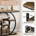 41 Inch Industrial Console Table with Storage, 4 Tier Narrow Sofa Table for Entryway Living Room