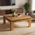 39.4-Inch Solid Wood Coffee Table with Recessed Edge, Square Farmhouse Center Table for Living Room