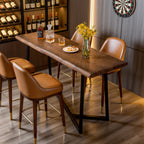 63-Inch Solid Wood Bar Table with Metal Frame, Counter Height Pub Table for Kitchen