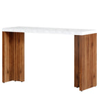 55.12-Inch Bar Table with Faux Marble Top, Counter Height Pub Table for Kitchen