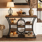 41.3" Sofa Table, Industrial Console Table with Shelves