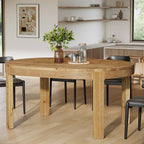 55-Inch Farmhouse Oval Dining Table, Solid Wood Kitchen Table for 4 in Small Spaces