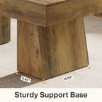 47-Inch Farmhouse Rectangular Coffee Table, Wooden Center Table with Thick Sculptural Base