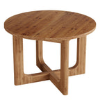 39.4-Inch Round Solid Wood Dining Table with X-Cross Legs, Farmhouse Kitchen Table for 2 to 4 People